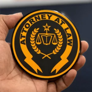Attornet At Law Round Plate for Front and Back Vehicle